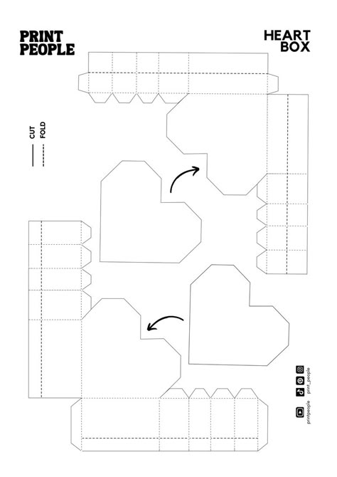 Heart Box Template, Box Templates Printable Free, Box Template Printable, Template Craft, Packaging Template, Valentine Projects, Easy Paper Crafts Diy, Heart Shape Box, Gift Box Template