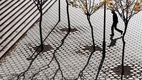 Snøhetta creates hexagonal paver system for urban landscapes Norwegian Architecture, Permeable Pavers, Areas Verdes, Concrete Pavers, Water Management, Urban Environment, Urban Spaces, Green Roof, Landscape Projects