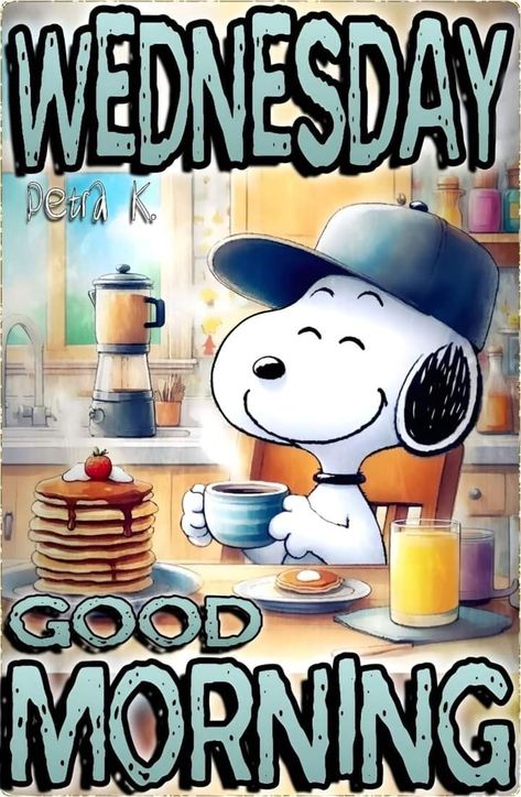 Charlie Brown Good Morning, Snoopy Breakfast, Snoopy Happy Friday, Wednesday Snoopy, Day And Night Quotes, Weekend Greetings, Peanut Gang, Good Morning Snoopy, Daily Humor