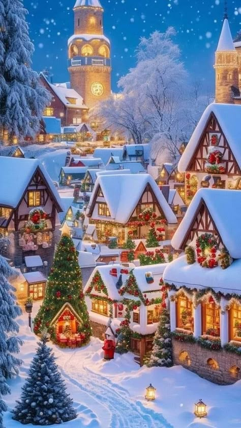 Winter Christmas Scenes, Merry Christmas Wallpaper, Merry Christmas Background, Christmas Wallpaper Backgrounds, Christmas Scenery, Merry Christmas Images, Christmas Feeling, Christmas Scenes, Noel Christmas