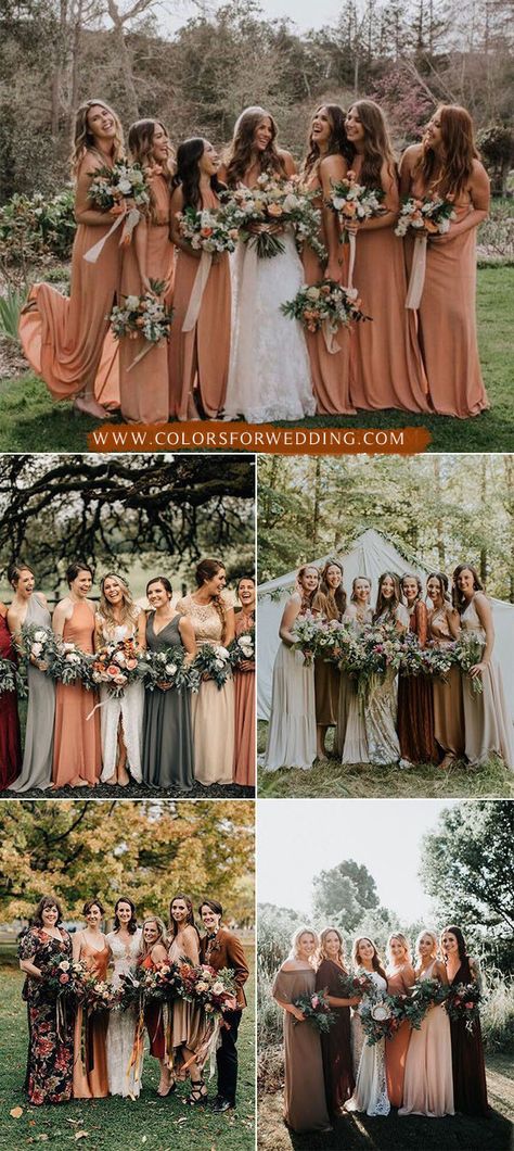 35+ Sunset Dusty Orange Wedding Color Ideas 2023 Orange Wedding Colors, Dusty Orange, Orange Bridesmaid, Fall Bridesmaids, Wedding Color Ideas, Neutral Wedding Colors, Orange Bridesmaid Dresses, Wedding Color Trends, Rustic Elegant Wedding