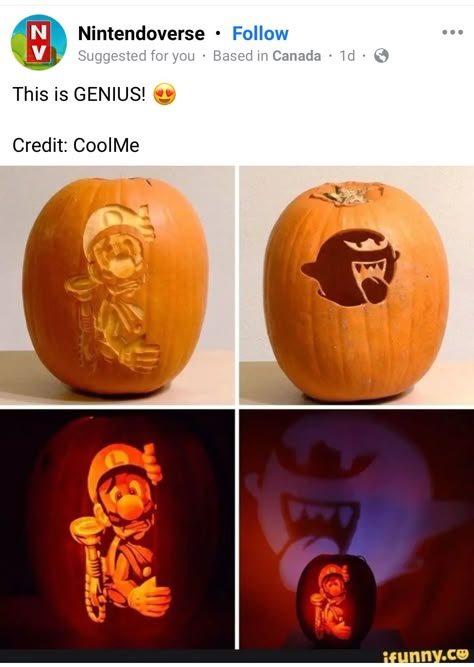 Creative Pumpkin Carving, Luigi's Mansion, Halloween Pumpkin Designs, Pumpkin Designs, Creative Pumpkins, Pumpkin Carvings, Halloween Pumpkins Carvings, Pumpkin Carving Ideas, Mario Art