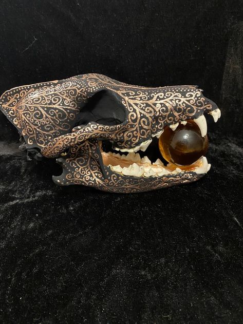 Hand painted coyote skull Coyote Skull, Pyrography, Hand Painted, Embroidery