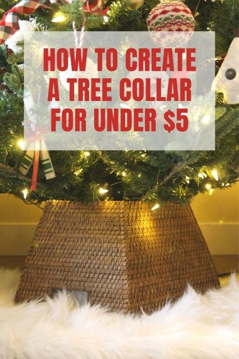 Laundry Basket Diy, Tree Collar Diy, Tree Collar Christmas, Christmas Crafts Diy Decoration, Ribbon Tutorial, Christmas Tree Collar, Christmas Tree Base, Christmas Tree Box, Basket Diy