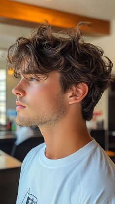 Asian Wavy Perm Middle Part Men, Guy Haircuts For Wavy Hair, Dark Brown Hair Male, Guy Haircuts Medium, Teen Boy Hairstyles Straight Hair, How To Style Guys Hair, Shaggy Brown Hair Guy, Male Model Hairstyles, Haircuts For Wavy Hair Men