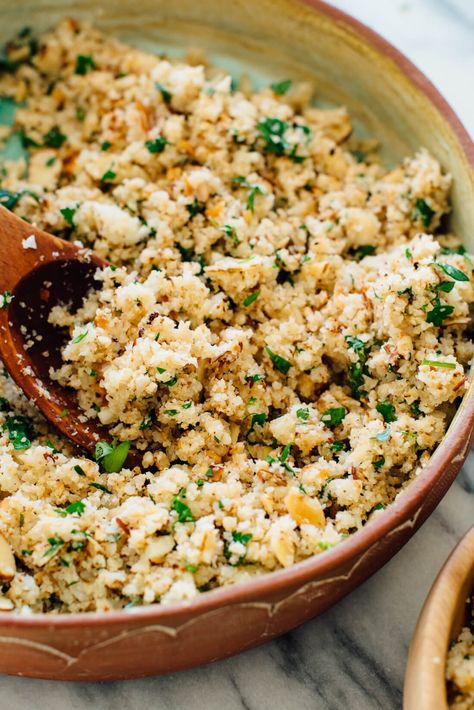 Mediterranean Cauliflower, Cauliflower Rice Recipe, Light Side Dishes, Side Dish Ideas, Mediterranean Flavors, Raw Cauliflower, Cauliflower Rice Recipes, Rice Side, Dish Ideas