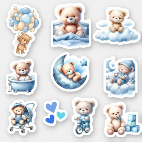 Cute Blue Baby Boy Baby Shower Sticker | Zazzle Scrapbook For Baby Boy, Baby Frame Printable, Blue Stickers Png, Baby Shower Stickers Printable, Baby Details Frame, Baby Shower Cutouts, Baby Boy Frame, Baby Boy Stickers, Diy Cake Topper Printable