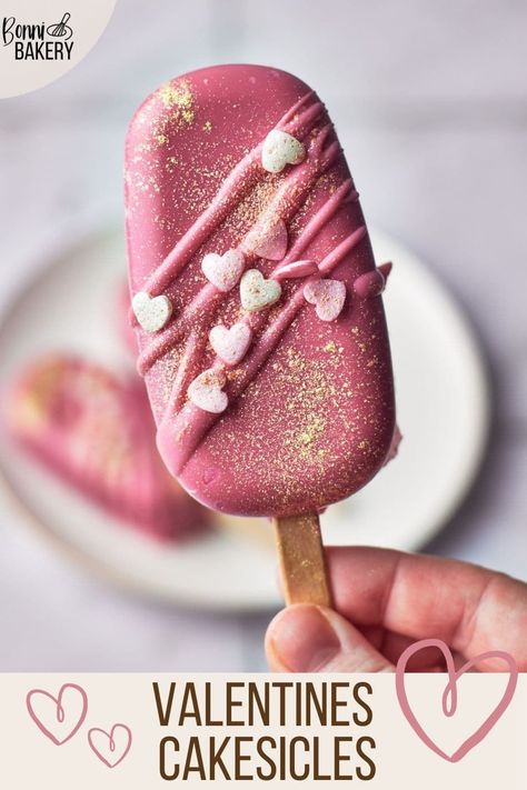 These homemade valentines cakesicles are the perfect valentines day treat. Made from scratch with red velvet cake and cream cheese frosting, they are easy to make at home. You can use candy melts or chocolate to make these cakesicles. Decorate with heart sprinkles for the perfect romantic gift or bake them together for a cute date idea. Easy valentines recipe from scratch. #valentinesday #cakesicles #cakepops #bakingblog #heartsprinkles #candymelts #foodphotography #heartshaped Valentines Cakepops Ideas, Cakecicles Valentines Day, Cakesicles Valentines Day, Valentines Day Cakesicles, Valentines Day Treats To Sell, Valentines Party Food Ideas, Valentines Cakesicles, Dessert Valentines Day, Valentines Cake Pops