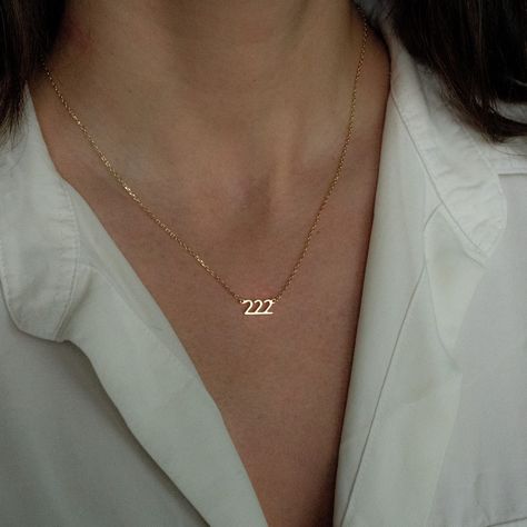 Angel Numbers Necklace, Angel Number Jewelry, 222 Jewelry, 333 Necklace, 222 Necklace, Gold Necklace Outfit, Angel Number Necklace, Number Jewelry, Necklace Outfit