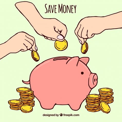 Piggy bank hand drawn with coins Free Vector Money Saving Drawing, Piggy Bank Drawing, Piggy Bank Illustration, Bank Drawing, Piggie Bank, Kids Saving Money, Bank Savings, Ilmu Ekonomi, Gladiator Tattoo