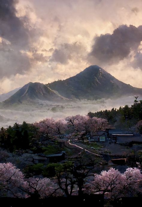 Japanese Mountains Aesthetic, Pandora Mountains Japan, Japan Village Aesthetic, Japan Nature Aesthetic, Tokyo Mountain, Mountains Japan, Japan Mountains, Soul Stealer, Sakura In Japan