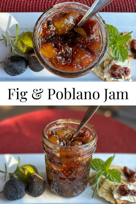 This chunky Fig & Poblano Jam is a delightful blend of sweet, smoky, and slightly spicy flavors. The jam’s chunky consistency gives it a rustic, homemade feel, making it perfect for spreading on crusty bread, pairing with cheeses, or using as a unique glaze or condiment for roasted meats. It’s also wonderful on our Fig & Caramelized Onion Pizza! This jam is a bold, versatile addition to your pantry, adding a layer of complex flavors to both savory and sweet dishes. Spicy Jam, Caramelized Onion Pizza, Onion Pizza, Fig Recipes, Bacon Jam, Caramelized Onion, Fig Jam, The Jam, Roasted Meat