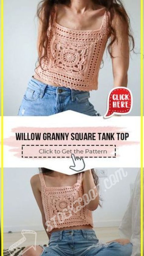 Discover effortless elegance with our Crochet Willow Granny Square Tank Top. This easy-to-follow pattern creates a stylish and comfortable tank top adorned with charming granny squares. #CrochetFashion #GrannySquare #CrochetTankTop #DIYCrochet #EasyCrochetPattern #SummerStyle #HandmadeClothing #CrochetProject #WillowTankTop #CrochetInspiration #CraftyCreations #CrochetDesign #CrochetTutorial #CrochetIdeas #CrochetAddic Willow Granny Square, Granny Square Tank Top, Granny Square Tank, Crochet Crop Top Pattern Free, Square Tank Top, Crochet Tank Top Free, Crochet Tank Tops, Crochet Boho Top, Crochet Aesthetic