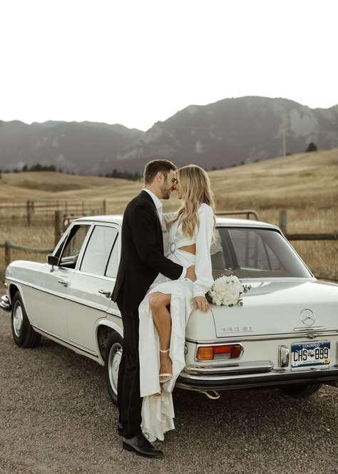 Vintage Engagement Shoot, Classic Car Wedding, Car Engagement Photos, Editorial Look, Las Vegas Wedding Photos, Untamed Petals, Classic Car Photoshoot, Vintage Engagement Photos, Bridal Car