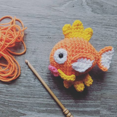 Ready to make your own Magikarp? It's been requested a few times so just a few more tests and the pattern will be released for you all soon! Crochet Magikarp, Pokemon Amigurumi, Crochet Pokemon, Pokemon Pattern, Crocheting Ideas, Knitted Toys, Crafty Stuff, Diy Crochet, Easy Crochet