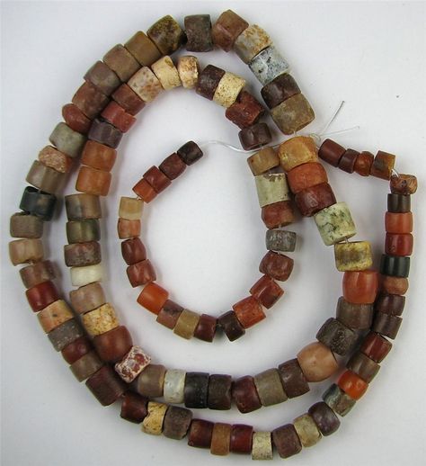 Nice Antique RARE Excavated Carnelian Stone Mali African Trade Beads 28 Inches | This is a great strand from my collection. A FANTASTIC LONG STRAND OF ANTIQUE RARE EXCAVATED CARNELIAN AGATE STONE MALI AFRICAN TRADE BEADS. MOST OF THE BEADS ON THE STRAND HAVE THE OLD PRIMITIVE HOLLOWED OUT BORED DRILL HOLES FROM SOME TYPE OF REVOLVING TOOL. These beads have the nice worn feel to them which you only get from the old beads like this strand. #tradebeads Trade Bead Jewelry, African Trade Bead Jewelry, Ancient Beads, Rare Beads, Weird Jewelry, Carnelian Agate, African Trade Beads, Carnelian Stone, Carnelian Beads