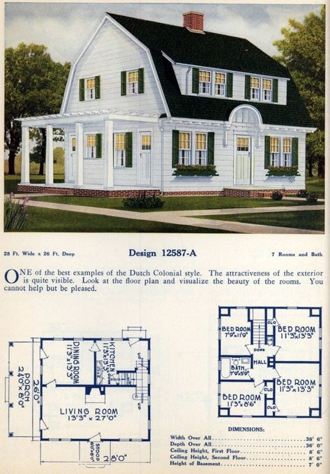 American home designs - Vintage house plans Gambrel Roof House Plans, Brindleton Bay House, Dutch Colonial House Plans, Dutch Colonial Exterior, Gambrel House, Dutch Colonial House, Sims4 Builds, Colonial Revival House, Dutch Colonial Homes