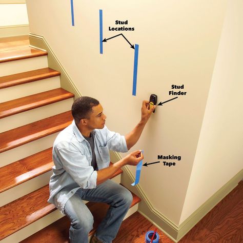 Install a New Stair Handrail (DIY) Replace Stairs, Wall Mounted Handrail, Stair Banister, Staircase Handrail, Attic Playroom, Stair Rail, Hand Rail, Basement Stairs, Stair Handrail