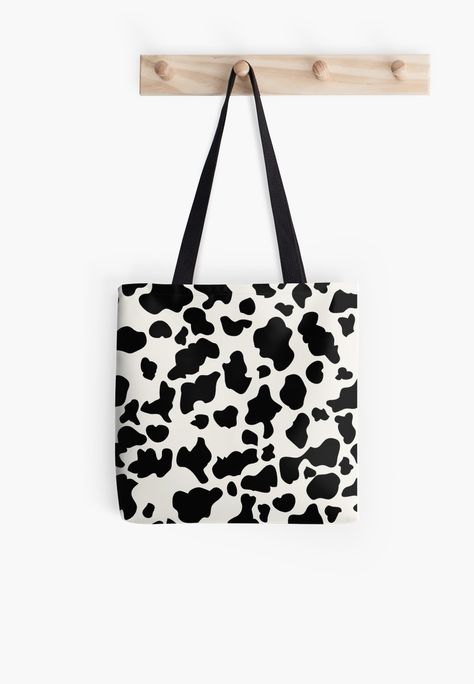 Cow Print Tote Bag American Girl Doll Room, Black And White Cow Print, Cow Stuff, White Cow Print, Diy Clothes Rack, Clothing Projects, Canvas Bag Design, Black And White Cow, Cow Spots