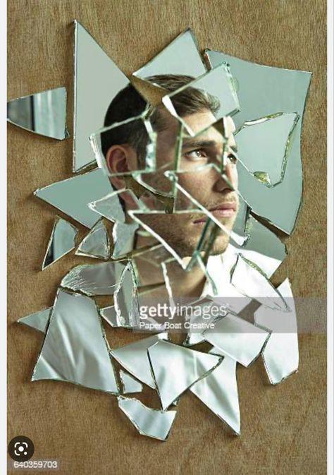 Reflection Portrait, Shattered Mirror, Side Portrait, Mirror Photography, Reflection Photos, Conceptual Photo, Reflection Art, Reflection Photography, Broken Mirror