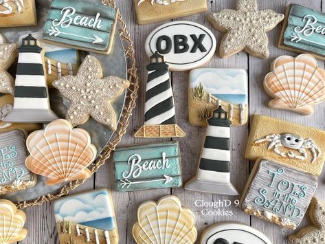 Amy Clough on Instagram: “I'll always have a soft spot for Outer Banks themed cookies. My parents took me there as a teenager, and I brought my husband and boys in…” Outer Banks Cookies Decorated, Outer Banks Themed Party, Outer Banks Cookies, Outer Banks Party Ideas, Outer Banks Cake, Outer Banks Birthday, Outer Banks Birthday Party, Outer Banks Party, Beach Cookies