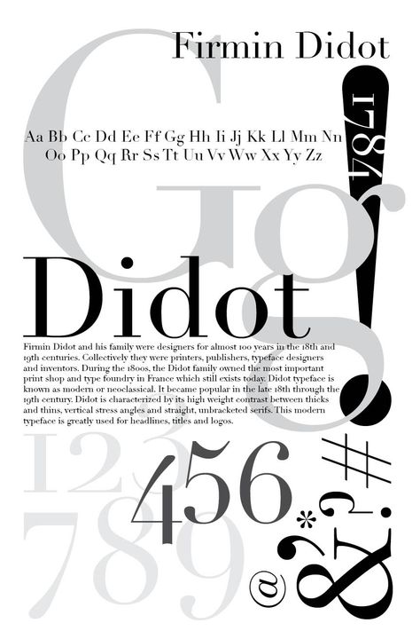 Type History - Typography Class Didot Typography, Typography History, Firmin Didot, Typographic Poster Design, Typography Book, Typography Posters, History Posters, Page Layout Design, Type Inspiration