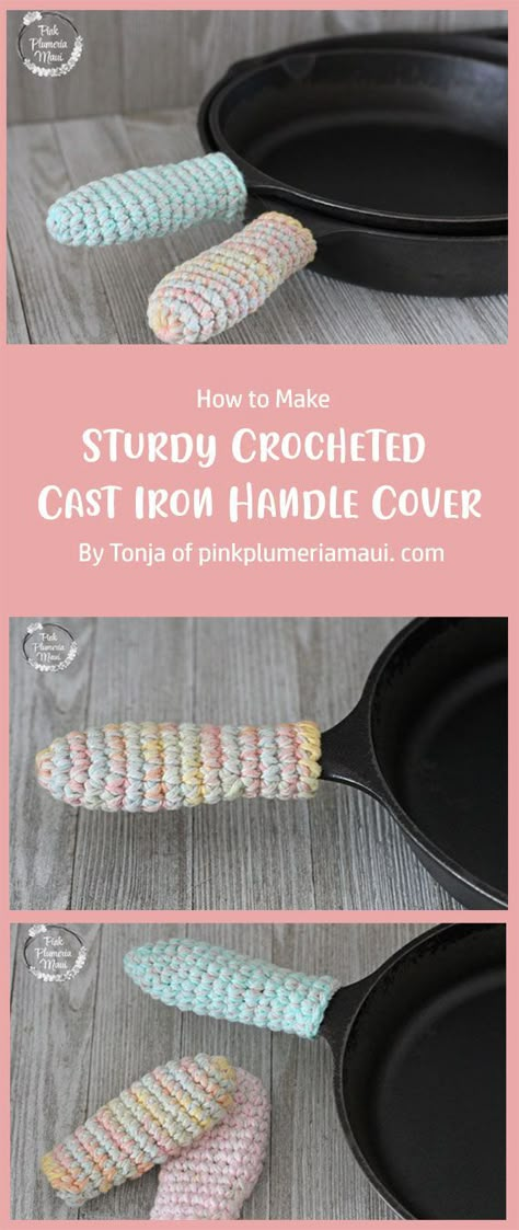 Crochet Handle For Towel, Cast Iron Pan Handle Cover, Cast Iron Skillet Handle Cover Crochet Pattern, Cast Iron Crochet Handle Free Pattern, Crochet Cast Iron Handle Cover Pattern, Crochet Pan Handle Cover, Crochet Pot Handle Cover Pattern, Crochet Pan Handle Cover Patterns Free, Crochet Skillet Handle Cover