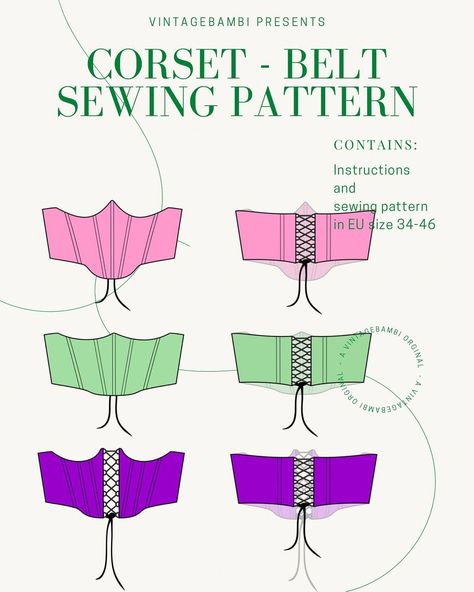 Vintage Corset Pattern Free, How To Wear A Corset Under Clothes, Front Tie Corset Pattern, Sew Corset Pattern, Corset Pattern With Boning, Beginner Corset Pattern, Corset Pattern Underbust, Underbust Corset Sewing Pattern Free, Free Underbust Corset Sewing Pattern