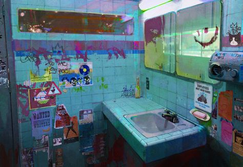 Bg Design, Blue Bathroom, Cinematic Photography, Chengdu, Visual Development, Environment Design, Environment Concept Art, Environmental Art, Art Anime