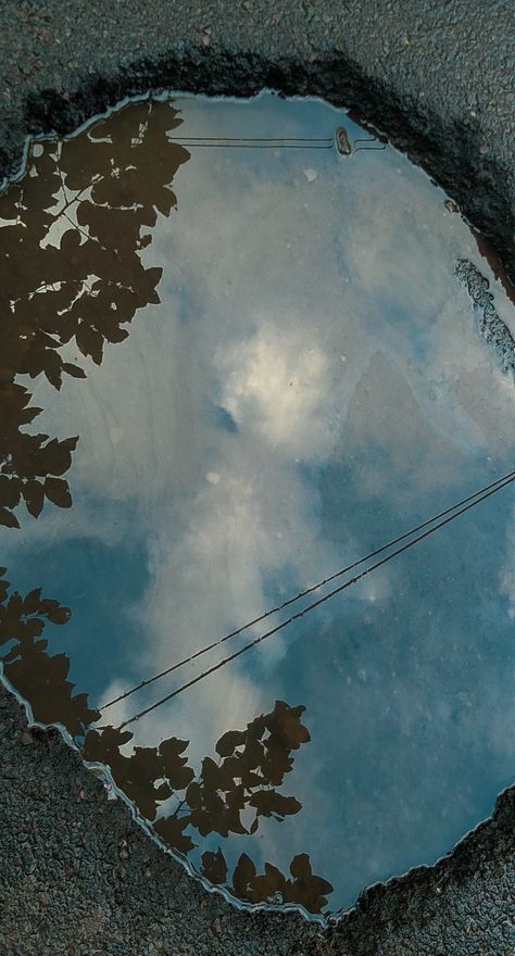 #sky #water Rain Puddle Aesthetic, Sky Reflection On Water, Puddle Illustration, Puddle Painting, Illustration Fundamentals, Rain Puddle, Water Puddle, Art Concepts, Photography Classes