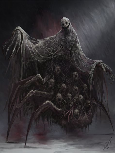 ArtStation - Tsuchigumo Spider Demon Art, Spider Monster Concept Art, Spider Monster Art, Giant Spider Art, Bloodborne Beast, Cute Spider Art, Dark Fantasy Monster, Dnd Giant, Dark Horror Art