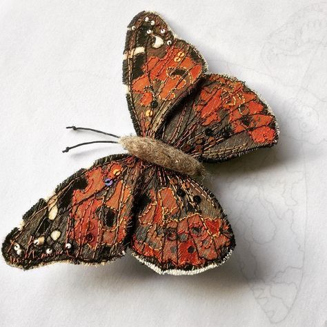 Heather Everitt on Instagram: “A Painted Lady, I was so thrilled to see one in the garden last year #embroiderersofinstagram #embroidery #butterflies…” Heather Everitt, Embroidery Butterflies, Woman Painting, In The Garden, The Garden, Instagram A, Heathers, Butterflies, Beading