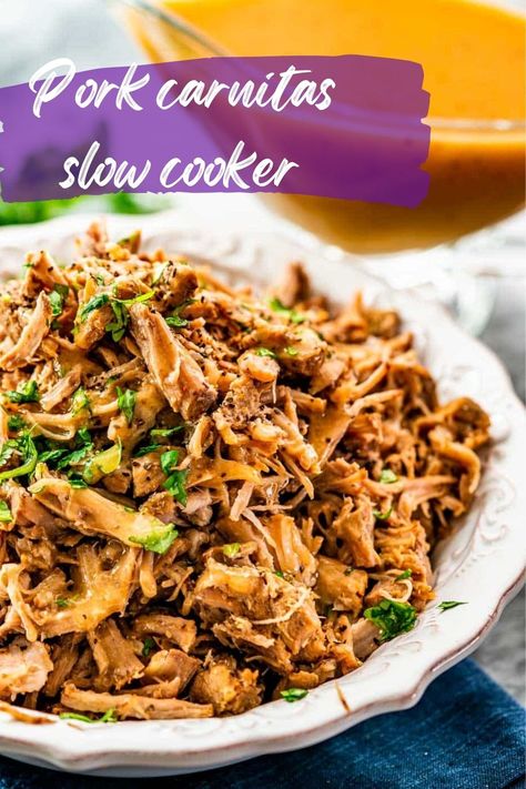 #porkcarnitas #slowcookerrecipes #pulledpork #porktacos #porkchops #porkloinrecipes #tacorecipes #mexicanfood #easydinnerideas Authentic Pork Carnitas, Carnitas Slow Cooker, Mexican Pulled Pork Recipe, Easy Carnitas, Pulled Pork Slow Cooker, Crispy Carnitas, Loin Recipes, Mexican Pulled Pork, Slow Cooker Carnitas