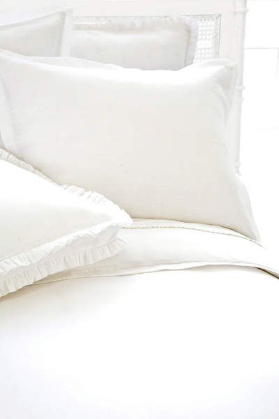 White Linen Duvet Cover from Pine Cone. Still aspirational, but maybe possible. Cottage Decor Bedroom, White Linen Duvet Cover, Cottage Bedroom Decor, White Duvet Cover, Pine Cone Hill, Annie Selke, Linen Duvet Cover, White Duvet Covers, White Duvet