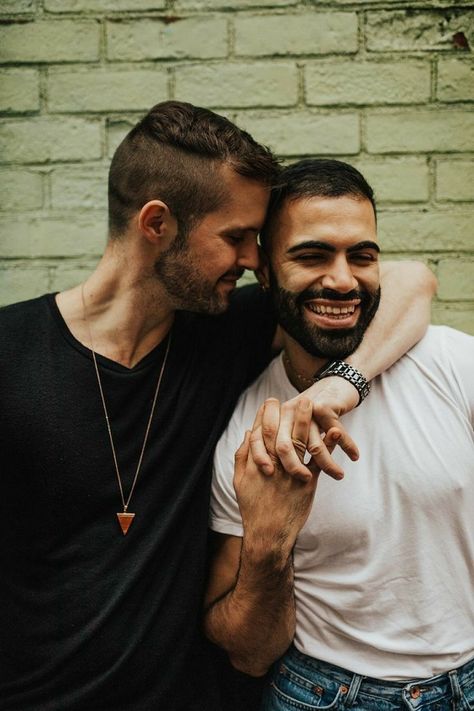 Gay Couple Wedding Photo Ideas, Queer Engagement Photos, Gay Couple Photoshoot, Gay Engagement Photos, Couple Pose Reference, Lgbtq Elopement, Queer Couples, Engagements Photo, Elegant Engagement Photos