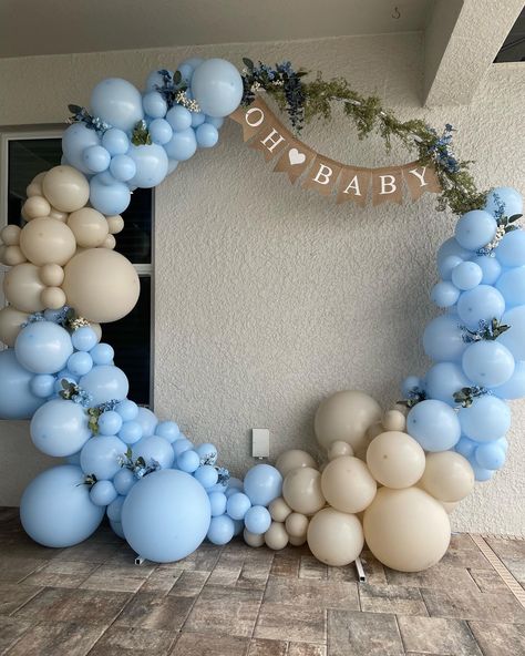 Balloon Arch For Baby Shower Boy, Baby Shower Boy Balloon Arch, Oh Baby Balloon Arch, Blue Baby Shower Balloon Arch, Baby Shower Ballons Decoration Diy, Baby Boy Shower Balloon Arch, Baby Shower Balloon Arch Ideas, Balloon Arch Baby Shower Boy, Shades Of Blue Baby Shower Ideas