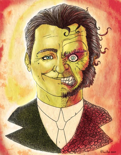 Even though this drawing is of Dr. Jekyll and Mr. Hyde it totally looks like Two-Face! Maybe we now know where his origin came from! Duality Of Man, Dr Jekyll And Mr Hyde, Famous Duos, Mr Hyde, Dr Jekyll, Mr. Hyde, Jekyll And Mr Hyde, Chocolate Wrappers, Fairy Tattoo