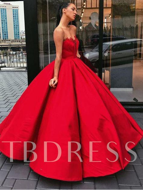 Satin Prom Dress Long, Red Ball Gowns, Ball Gown Prom Dresses, Gown Prom Dresses, Red Ball Gown, Paris Dress, Satin Ball Gown, Strapless Prom Dresses, Long Prom Gowns