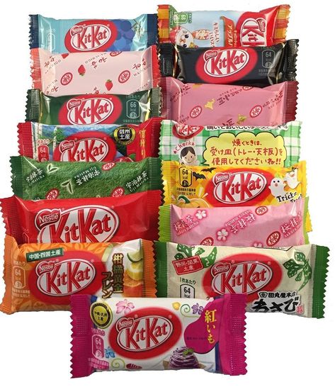 Japanese Kit Kat Flavors, Snacks Japonais, Kit Kat Flavors, Japanese Kit Kat, Kit Kat Bars, Azuki Bean, Rum Raisin, Junk Food Snacks, Cute Snacks