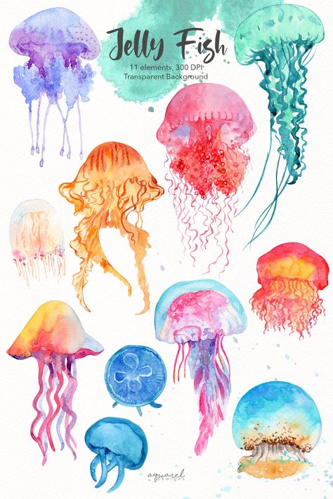 See Creatures Drawing, Watercolour Marine Life, Ocean Life Watercolor, Underwater Watercolor Painting Easy, Watercolor Art Sea Animals, Watercolor Marine Life, Under The Sea Watercolor Painting, Watercolor Ocean Art, Watercolor Sea Life