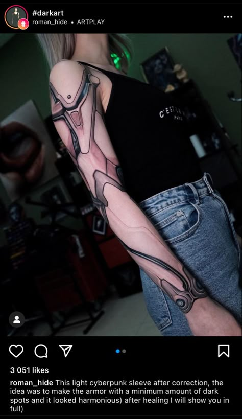 Robotic Arm Tattoo, Cool Space Tattoos, Cyberpunk Makeup, Robot Tattoo, Tech Tattoo, Trippy Tattoo, Mangas Tattoo, Cyberpunk Tattoo, Space Tattoos