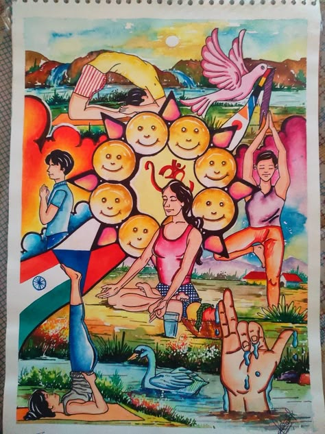 Poster On Yoga Day Drawing, Yoga Poster Making Competition, Yoga Day Drawing Competition, Fit India Poster Drawing Competition, Compition Drawing, Fit India Poster Drawing, Yoga Poster Drawing, Poster Making About Education, Competition Poster Ideas