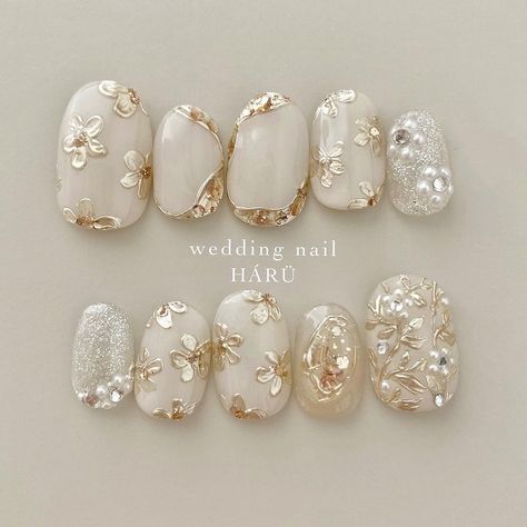 Desain Salon Kuku, Wedding Nail Art, Art Deco Nails, Elegant Nail Art, Beauty Nails Design, Wedding Nail, Pretty Nail Art Designs, Japanese Nails, Nail Art Wedding