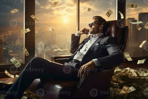 Tons Of Money, His Office, Man Standing, Rich Man, Money