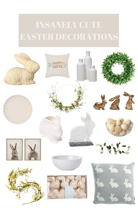 Are you looking for some cute Easter decorations? You have come to the right place because this post is full of the best-looking Easter decorations that I could find. see it all here: https://byannabellerose.com/21-insanely-cute-easter-decorations-for-your-home/ Simple Easter Brunch, Simple Easter Decorations, Neutral Easter Decor, Vintage Spring Decor, Easter Place Cards, Easter Decorating Ideas, Neutral Easter, Spring Mantle Decor, Easter Porch Decor