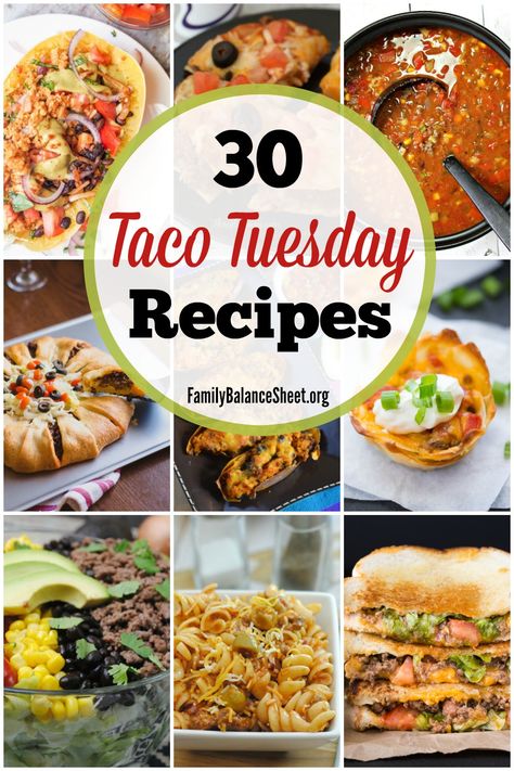 30 creative Taco Tuesday Recipes: Choose from sandwiches & salads to casseroles & skillet dinners. You'll find a variety for your next Taco Tuesday. Taco Tuesday Recipes, Tuesday Recipes, Budget Meal Planning, Skillet Dinners, Balance Sheet, Taco Night, Kraft Recipes, Super Bowl Food, Recipe Roundup