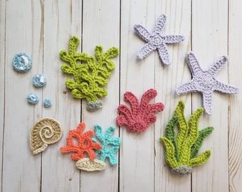 TheYarnConspiracy - Etsy Nautical Crochet, Crochet Ocean, Applique Patterns Free, Crochet Sea Creatures, Crochet Applique Patterns, Crochet Thread Size 10, Crochet Appliqué, Crochet Whale, Crochet Applique Patterns Free