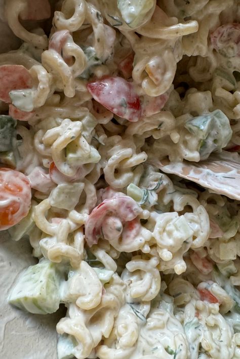 Creamy Ranch Pasta Salad Creamy Ranch Pasta Salad, Ranch Pasta Salad Recipes, Creamy Ranch Pasta, Creamy Pasta Salad Recipe, Creamy Pasta Salads, Ranch Pasta Salad, Ranch Pasta, Cream Pasta, Creamy Ranch