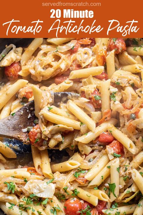 Pasta With Artichoke Hearts, Chicken Artichoke Pasta, Vegetarian Pasta Recipes Easy, Artichoke Pasta, Tomato Basil Pasta, Vegetarian Pasta Recipes, Tomato Pasta Sauce, Meatless Monday Recipes, Best Pasta Recipes