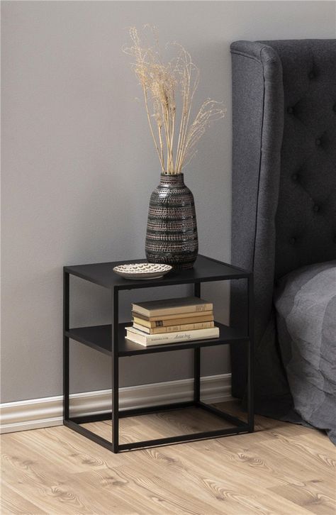 Black Side Table Bedroom, Steel Bedside Table, Bed Side Table, Gift Boxes For Women, Metal Furniture Design, Side Tables Bedroom, Black Side Table, Metal Side Table, Metal Furniture